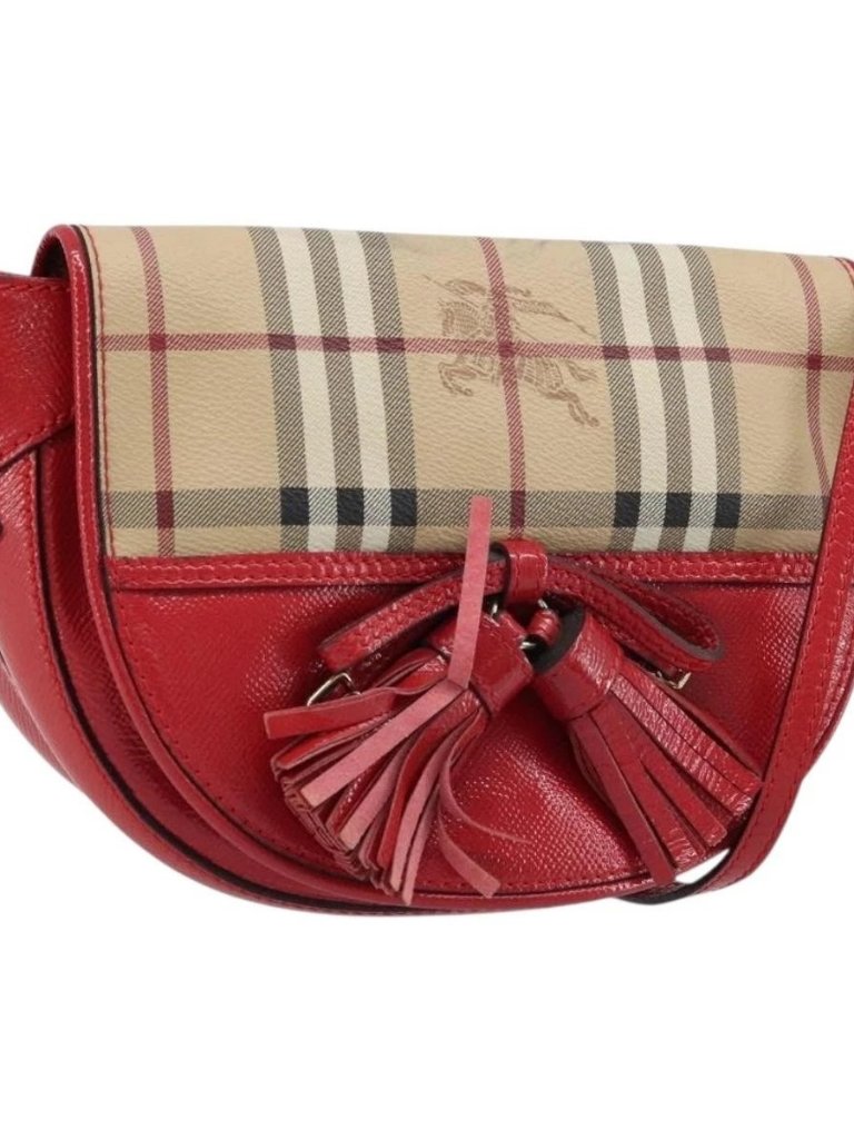 Burberry Nova Check Shoulder Bag Pvc Beige Gold Auth 172792
